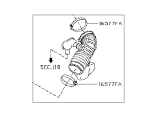 Genuine NISSAN OEM M35 Air Cleaner Intake Duct Hose 16576-EJ70B