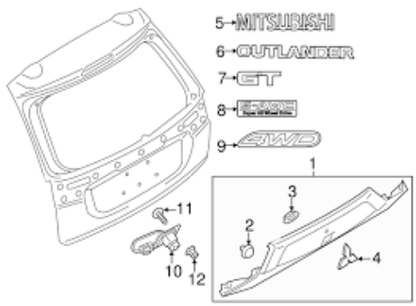 Genuine Mitsubishi OEM OUTLANDER PHEV GG Decal Sticker Rear "S-AWC" 7415A396