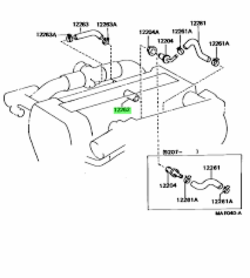 Genuine Toyota OEM VENTILATION 1JZGTE Crankcase Breather Hose 12262-88400