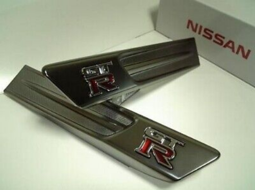 GENUINE NISSAN OEM GTR R35 FRONT SIDE FENDER PURE EMBLEM FINISHER SILVER RL SET