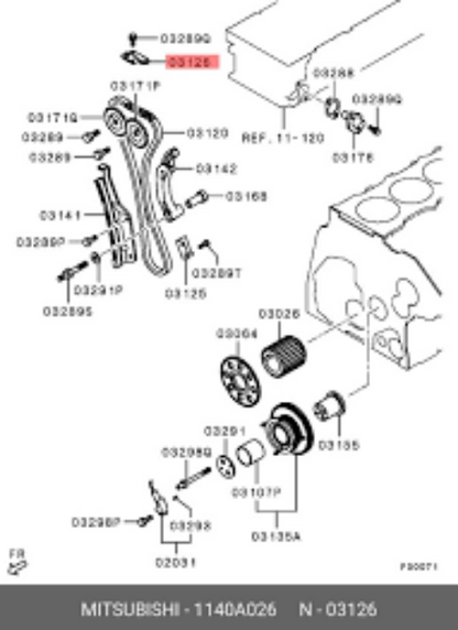 Genuine Mitsubishi OEM PAJERO 4M41 Timing Chain Guide Upper 1140A026