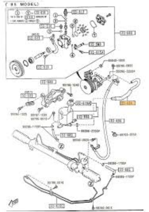 Genuine MAZDA OEM Miata 1990-1997 Upper Power Steering Return Hose NA02-32-684B