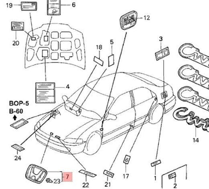 Genuine Honda OEM 92-1998 CIVIC Front Hood Chrome “H” Emblem Badge 75700-SR3-000