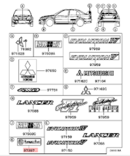 Genuine Mitsubishi Lancer Evolution 5/6 EVO5 EVO6 CP9A BREMBO Decal Sticker Seal