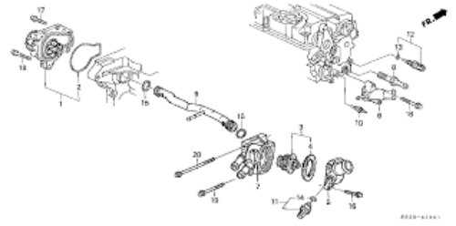 HONDA OEM B16A WATER NECK COOLANT PIPE CIVIC SI EM1 CYLINDER HEAD EK DEL SOL