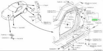 Genuine NISSAN FAIRLADY Z Z34 370Z 08/10- Lock Pillar Finisher RH 76890-1EA0A