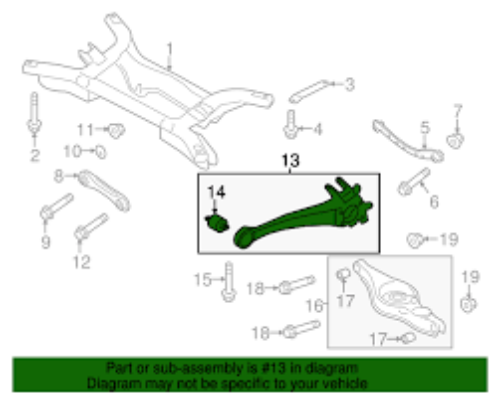 Genuine Mitsubishi OEM ARM ASSY, RR SUSP TRAIL, LH 4125A079