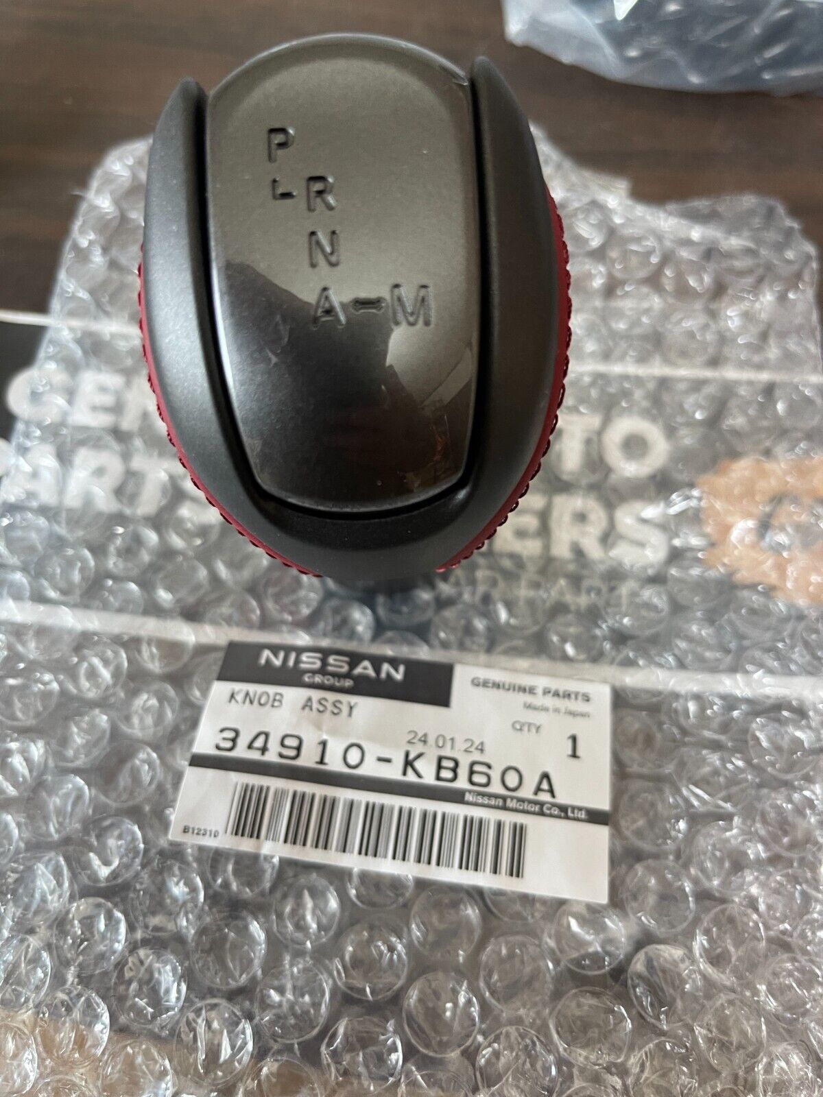 Genuine Nissan OEM R35 GT-R GTR BNR35 Shift Knob Red Black Leather 34910-KB60A