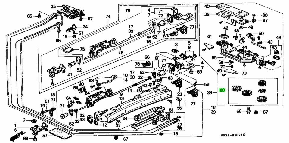 Genuine HONDA DELSOL/EG2 Roof Tilter Unit Mechanism Gear Set 04857-SR2-315 OEM