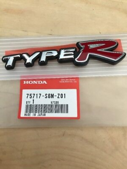 GENUINE HONDA OEM ACURA REAR SILVER EMBLEM RED  LOGO BADGE TYPER 75717-S6M-Z01