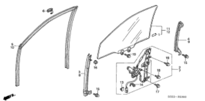 Genuine HONDA OEM CIVIC EP3 Front Door Runchannel Rh & Lh Set Pair Rubber