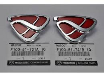 Genuine MAZDA OEM Anfini RX-7 FD3S RED Emblem Front & Rear Set Back Ornament