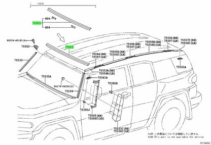Genuine TOYOTA FJ CRUISER 07-14 OUTSIDE UPPER WINDSHIELD MOULDING 75503-35061-A0