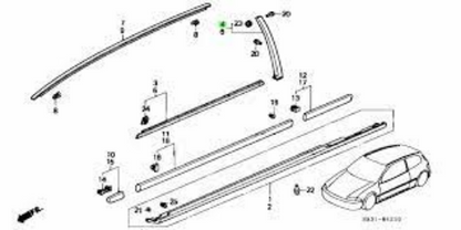 Genuine Honda OEM Civic 2Dr 3Dr Passenger Side Door Pillar Trim 1992-1995