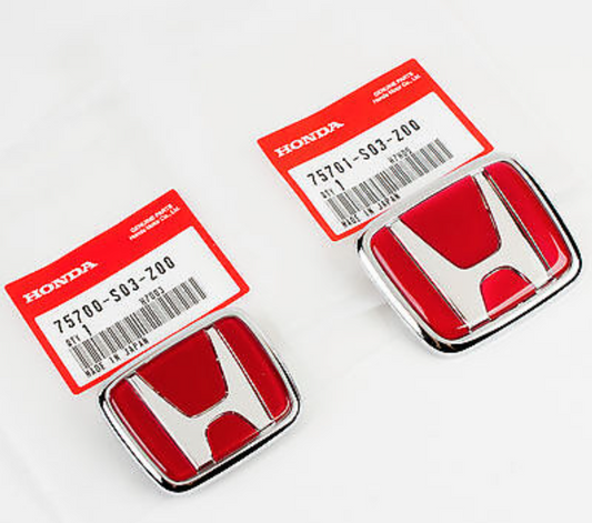 GENUINE HONDA EMBLEM RED BADGE FRONT & REAR 96-00 CIVIC EK9 TYPE R