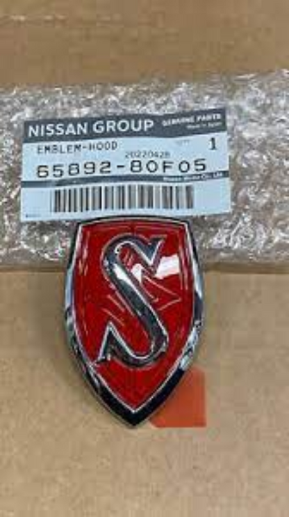 GENUINE NISSAN OEM S14 HOOD SHIELD EMBLEM RED 65892-80F05