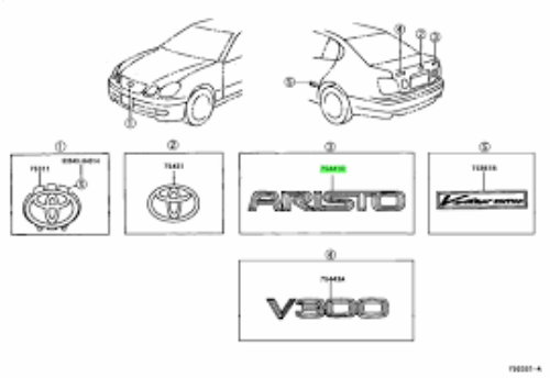 Genuine TOYOTA OEM LEXUS ARISTO GS400 Rear Trunk ARISTO Emblem Badge 75441-30390