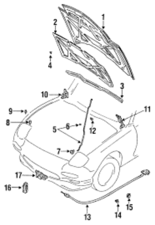 Genuine Mazda OEM 1993-1995 RX-7 Bonnet Hood Release Cable FD01-56-720C
