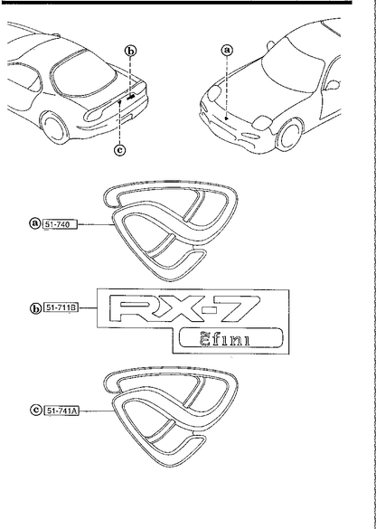 Genuine MAZDA OEM RX-7 RX7 FD3S Efini Silver Rear Emblem Badge F100-51-711C