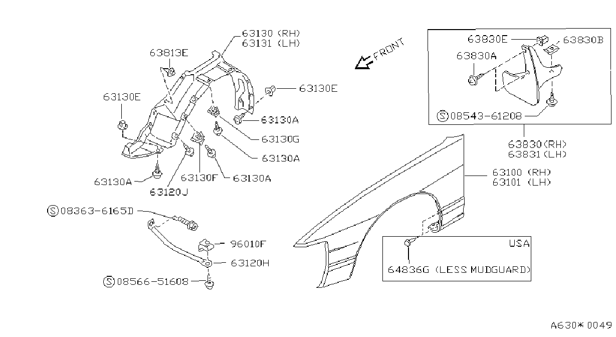 Genuine NISSAN OEM 180SX 240SX RPS13 Front Fender Stay Bracket 2 Set 63182-60F00