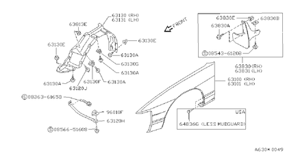Genuine NISSAN OEM 180SX 240SX RPS13 Front Fender Stay Bracket 2 Set 63182-60F00
