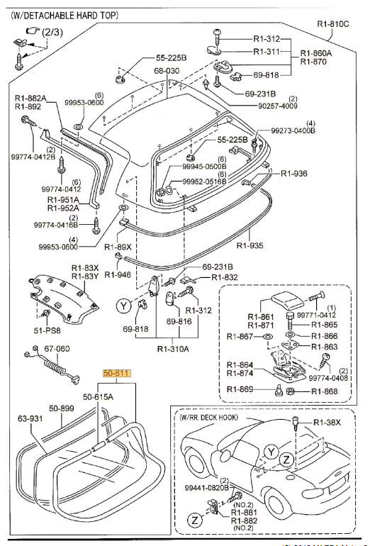 Genuine Mazda OEM Window Rear Glass Hardtop Molding 1990-2005 Miata NAY163930