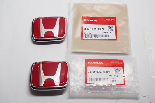 Genuine Honda OEM S2000 Red Emblem Badge Set 75700-S2A-000ZE 75701-S2A-000ZE